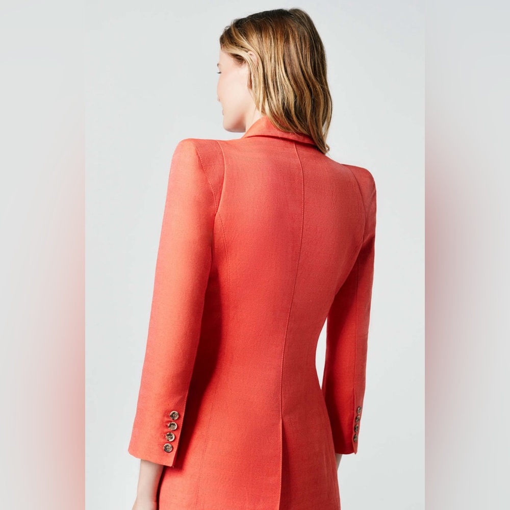 NWT $725 Smythe Cropped-Sleeve Linen Silk Pagoda Blazer - Picture 2 of 6